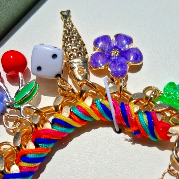 Multicolor Ceramic & Cubic Zirconia Charm Bracelet. NIB. Absolutely Gorgeous!!💜 - Picture 10 of 13